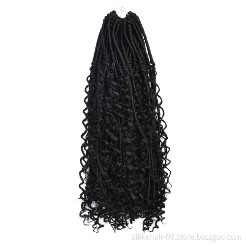 Hippie Locs  Boho Style Synthetic Braids Hair Extensions Faux Locs Crochet With Curly Hair 20 Inch Goddess Locs Crochet Hair